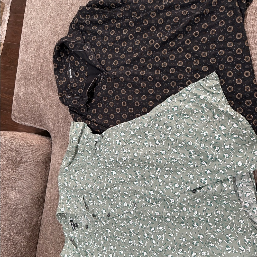 Express Black and Gold Patterned Shirt